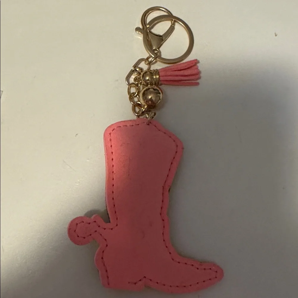 Pink Rhinestone Cowboy Boot Keychain